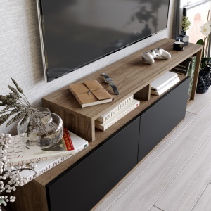 Έπιπλο TV Nexera-Walnut, Μαύρο - Img 3