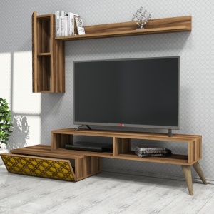 Έπιπλο TV Planet-Walnut, Yellow - Img 2