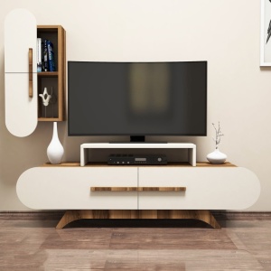 Έπιπλο TV Rose S-Walnut, Κρεμ - Img 2