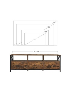 Έπιπλο TV, Vasagle, 40 x 147 x 50 cm, LTV301B01, Καφέ Ρουστίκ - Img 6