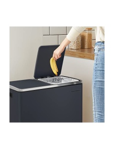 Κάδος ανακύκλωσης, Songmics, 2 διαμερίσματα, 2 x 30 L, LTB60GS, Γκρι - Img 7
