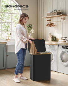 Καλάθι απλύτων Songmics Μαύρο 52x38.5x70.5 cm - Img 2