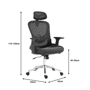 Καρέκλα διευθυντική Mergi πλέγμα μαύρο 62x63x120 cm - Img 12