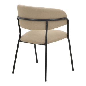 Καρέκλα Morel material μπεζ πόδια μέταλλο μαύρο 55x55x76 cm - Img 2