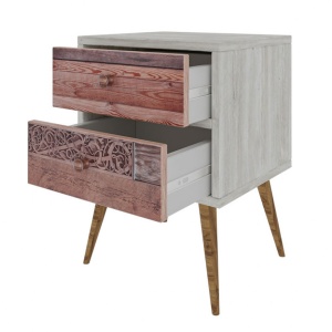 Κομοδίνο PWF-0320 Γκρι-Walnut 40x35x55 cm - Img 3