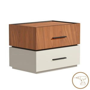 Κομοδίνο Sonlen MDF απόχρωση Καρυδιά-Μπεζ 60x40x44.5 cm