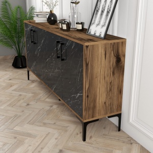 Κονσόλα Kiev160 Walnut-Μαύρο Marble - Img 3