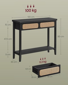 Κονσόλα Vasagle Μαύρο 100x30x80 cm - Img 3
