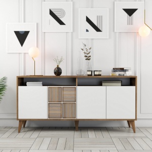 Κονσόλα Milan 160 - Walnut, Λευκό