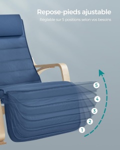 Κουνιστή καρέκλα, Songmics, Μπλε, 121.5x67x84 cm - Img 6