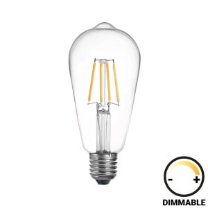 Λαμπτήρας LED ST64 Dimmable 4W E27, Διάφανο, 6.4x6.4x14.7 cm