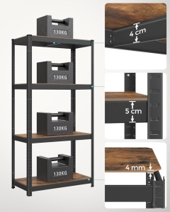 Μεταλλική ραφιέρα, Songmics, Μαύρο, 520 kg 40 x 80 x 160 cm - Img 8