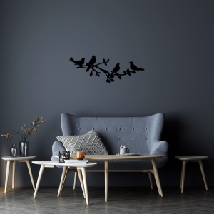 Μεταλλικός πίνακας Birds Μαύρο 70x26 cm - Img 3
