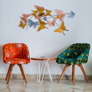 Μεταλλικός πίνακας Butterflies Πολύχρωμος 105x8x57 cm - Img 2