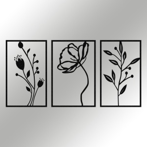 Μεταλλικός πίνακας Flowers Μαύρο 70x39 cm - Img 6