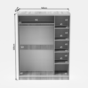 Ντουλάπα dormitor με Καθρέφτη Korredor Pako World Λευκό 160x60x220 cm - Img 5