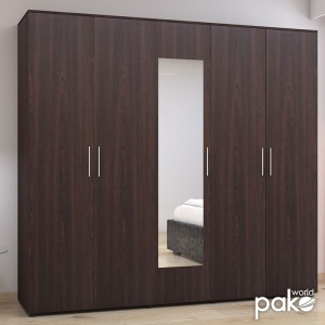 Ντουλάπα dormitor με Καθρέφτη Luna Pako World Σκούρο Καφέ 220x52x200 cm - Img 2