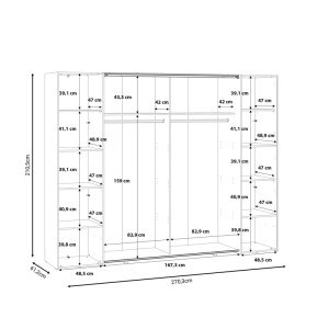 Ντουλάπα Verzo 4 Πόρτες Λευκό μελαμίνη 270.5x61.5x210.5 cm - Img 5