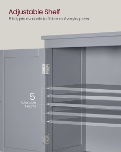 Ντουλάπι Αποθήκευσης Μπάνιου Vasagle Γκρι 60x30x110 cm - Img 4