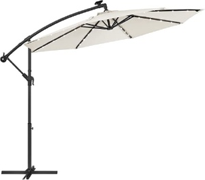 Ομπρέλα σκίασης, Songmics, 32 LED, UPF 50+, Μπεζ