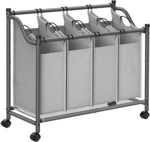 Οργανωτής μπάνιου με ρόδες, Songmics, 4 x 35L, 87.5 x 38.5 x 67 cm, LSF005, Γκρι - Img 7