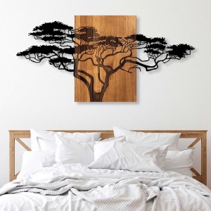 Πίνακας από ξύλο και μέταλλο Acacia Μαύρο 144x3x70 cm