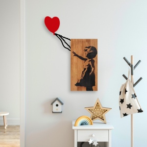Πίνακας από ξύλο και μέταλλο Banksy Καρυδί 83x60 cm