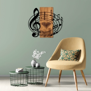 Πίνακας από ξύλο και μέταλλο Musical Καρυδί 58x67 cm