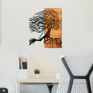 Πίνακας από ξύλο και μέταλλο Nefes Μαύρο 47x58 cm