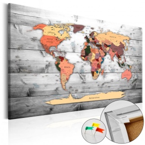 Πίνακας από φελλό - Direction World [Cork Map] 120x80 cm