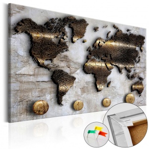 Πίνακας από φελλό - Golden Journey [Cork Map] 120x80 cm