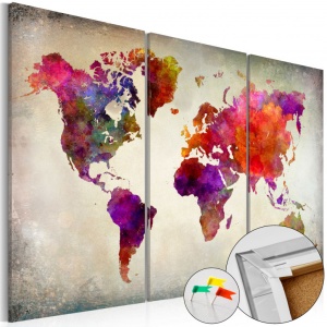 Πίνακας από φελλό - Mosaic of Colours [Cork Map] 60x40 cm