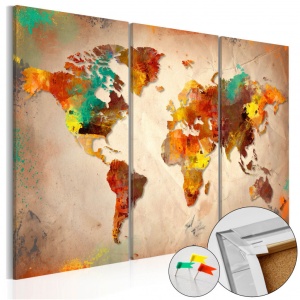 Πίνακας από φελλό - Painted World [Cork Map] 90x60 cm