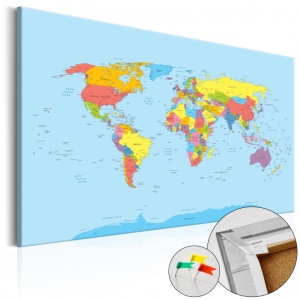 Πίνακας από φελλό - Rainbow Geography [Cork Map] 60x40 cm
