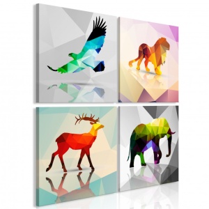 Πίνακας - Colourful Animals (4 Parts) 80x80 cm