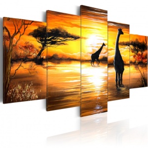 Πίνακας - Giraffes at watering hole 200x100 cm
