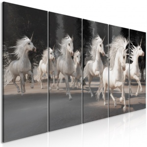 Πίνακας - Unicorns Run (5 Parts) Narrow 225x90 cm