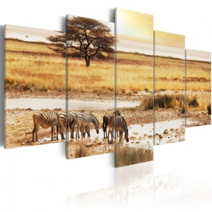 Πίνακας - Zebras on a savannah 100x50 cm