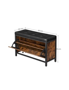 Παγκάκι Παπουτσοθήκη Vasagle, LSB049B01, Rustic Καφέ, 80 x 30 x 51 cm - Img 7