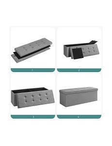Πάγκος αποθήκευσης, Songmics, 110 x 38 x 38 cm, 120 L, LSF77G, Γκρι - Img 5