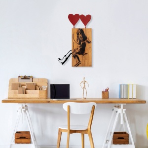 Πίνακας από ξύλο και μέταλλο Banksy Καρυδί 50x80x3 cm - Img 4