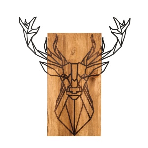 Πίνακας από ξύλο και μέταλλο Deer Μαύρο 61x66 cm - Img 5