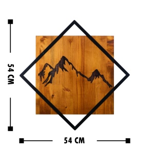 Πίνακας από ξύλο και μέταλλο Mountain Καρυδί 54x54 cm - Img 3
