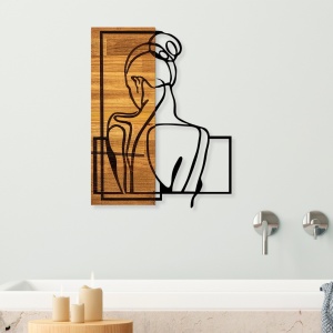 Πίνακας από ξύλο και μέταλλο Woman Μαύρο 39x3x50 cm - Img 2