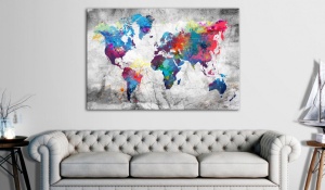 Πίνακας από φελλό - World Map: Grey Style [Cork Map] 90x60 cm - Img 2