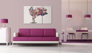 Πίνακας - Butterflies, flowers and carnival 120x80 cm - Img 2