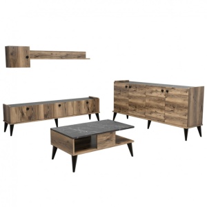 Πλήρες σετ σαλονιού Lidya 2 Walnut-Marble - Img 4