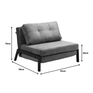 Πολυθρόνα Κρεβάτι Fancy Pako World Γκρι 95x98x70 cm - Img 7