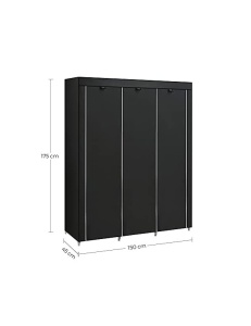 Πτυσσόμενη Ντουλάπα Ρούχων, Songmics, Μαύρο, 175 x 150 x 45 cm - Img 6
