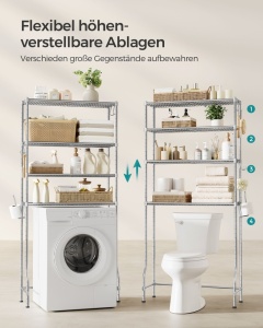 Ραφιέρα μπάνιου πάνω από WC Songmics Γκρι 83x30x179 cm - Img 4